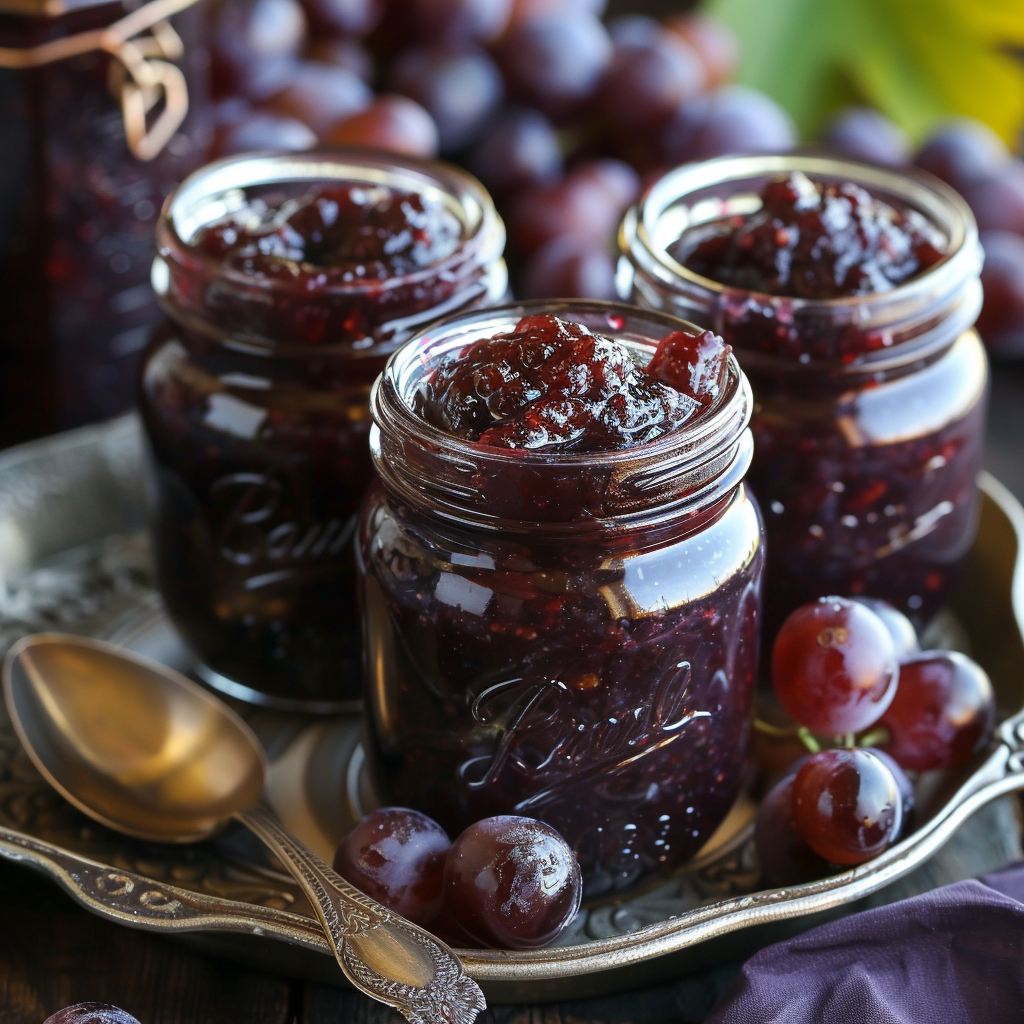 mason jars of grape jam