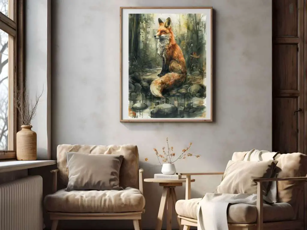 watercolor fox wall art print